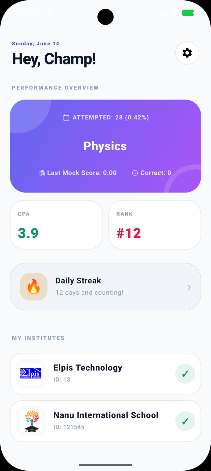 All your students get their dashboard and report